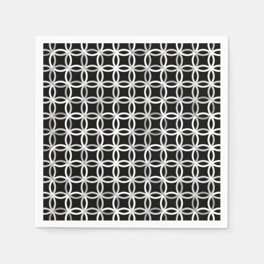 Mid-Century Moderne cirkels, zwart, wit en grijs Servetten (Voorkant)