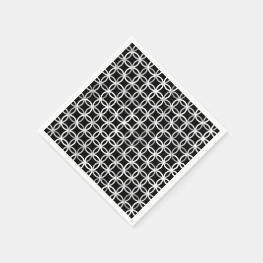 Mid-Century Moderne cirkels, zwart, wit en grijs Servetten (Hoek)