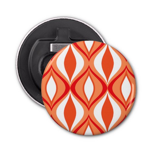 Mid-Century Moderne diamanten, Oranje en wit Button Flesopener (Voorkant)
