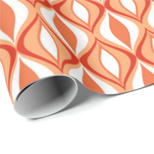Mid-Century Moderne diamanten, Oranje en wit Cadeaupapier