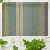 Mid Century Moderne gedempte strepen Print Theedoek (Gevouwen)