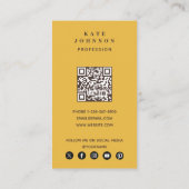 Mid Century Moderne Gele Bloemen QR Code Visitekaartje (Achterkant)