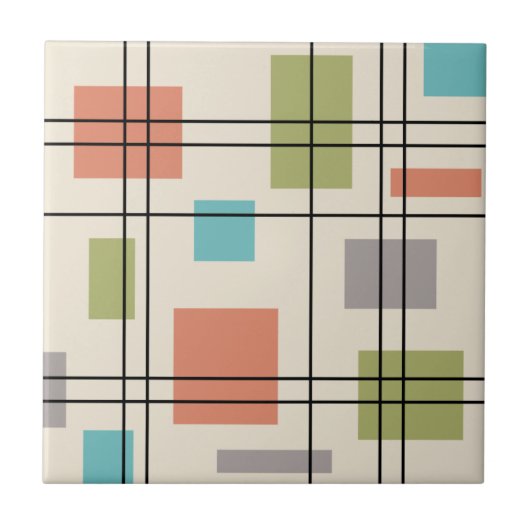 Mid Century Moderne Geometric 3 Tegeltje (Voorkant)