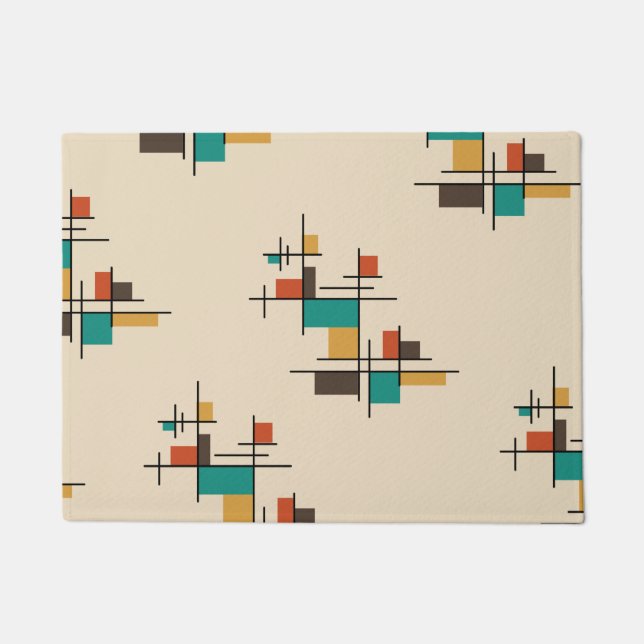 Mid Century Moderne Geometrische Kleur Deurmat (Voorkant)