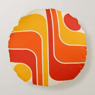 Mid Century Moderne Geometrische Ontwerp Rond Kussen