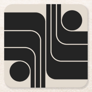 Mid Century Moderne Geometrische Ontwerp Vierkante Kartonnen Onderzetter