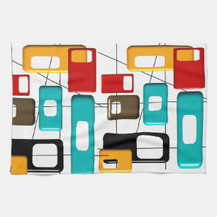 Mid-Century Moderne geometrische ontwerpcadeaus Theedoek