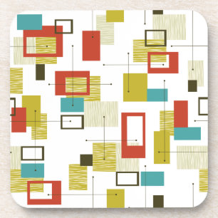 Mid Century Moderne Geometrische Patroon Bier Onderzetter