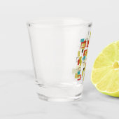 Mid Century Moderne Geometrische Patroon Shot Glas (Links)