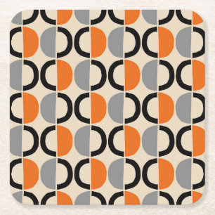 Mid Century Moderne Geometrische Patroon Vierkante Kartonnen Onderzetter