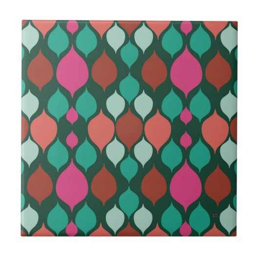 Mid Century Moderne Groene Geometric Tegeltje (Voorkant)