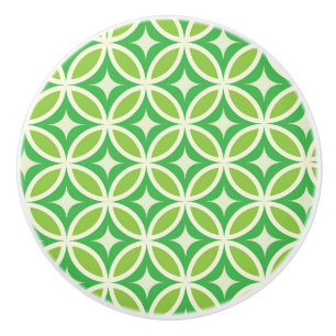 Mid Century Moderne Groene Starbursts op cirkels Keramische Knop