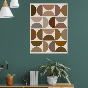 Mid-Century Moderne Halfcirkels Browns+Crème Poster