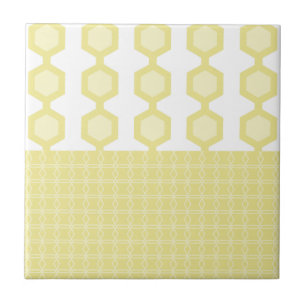 Mid Century Moderne Hexagons Pastel Geel Tegeltje