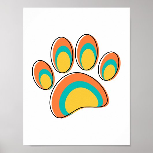 Mid Century Moderne Hond Paw Print (Voorkant)