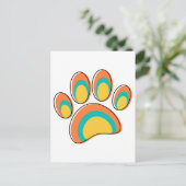 Mid Century Moderne Hond Paw Print Briefkaart (Staand voorkant)