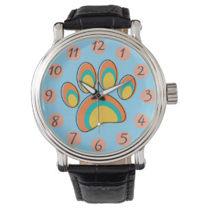 Mid Century Moderne Hond Paw Print Horloge