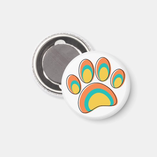 Mid Century Moderne Hond Paw Print Magneet (Voorkant / Achterkant)