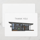 Mid Century Moderne House Flat Hartelijk dank Bedankkaart (Voorkant / Achterkant)