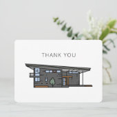 Mid Century Moderne House Flat Hartelijk dank Bedankkaart (Staand voorkant)