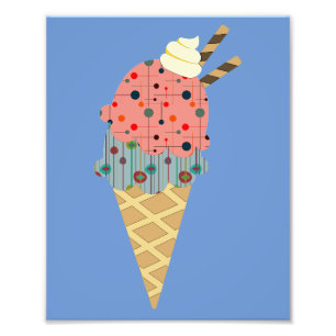 Mid Century Moderne Ice Cream Cone Foto Afdruk