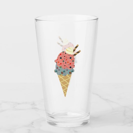 Mid Century Moderne Ice Cream Cone Glas (Voorkant)