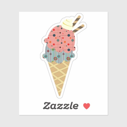 Mid Century Moderne Ice Cream Cone Sticker (Vel)
