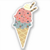 Mid Century Moderne Ice Cream Cone Sticker (Voorkant)