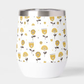 Mid Century Moderne Jaune Floral Nom Personnalisé (Arrière)