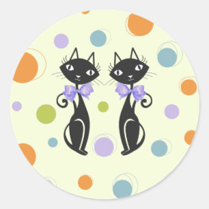 Mid Century Moderne Kat Ronde Sticker