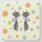 Mid Century Moderne Kat Stenen Onderzetter (Voorkant)