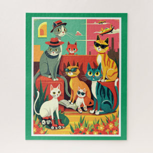 Mid Century moderne katten op vakantie Legpuzzel