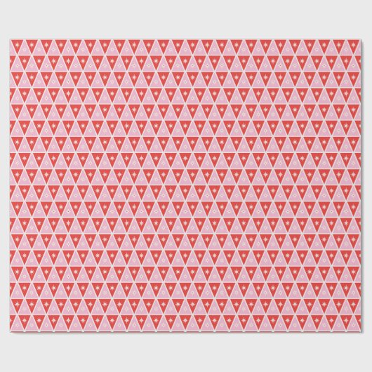 Mid Century moderne kerst rode en roze driehoek Cadeaupapier (Vlak)