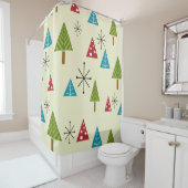 Mid Century Moderne kerstbomen Douchegordijn (In situ)