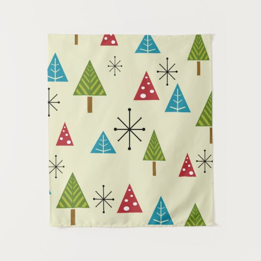 Mid Century Moderne kerstbomen Wandkleed (Voorkant)