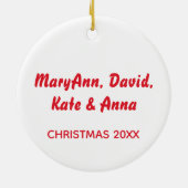 Mid Century Moderne kerstboom en rode auto Keramisch Ornament (Achterkant)