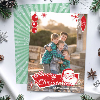 Mid-Century Moderne kerstfotokaart Feestdagenkaart