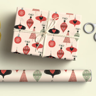 Mid-Century Moderne Kerstmis Inpakpapier Vel