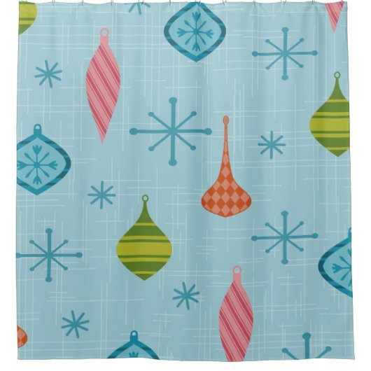 Mid Century Moderne kerstversieringen Douchegordijn (Voorkant)