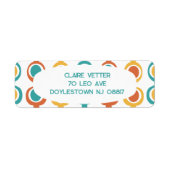 Mid-Century moderne keten retour adres label (Voorkant)