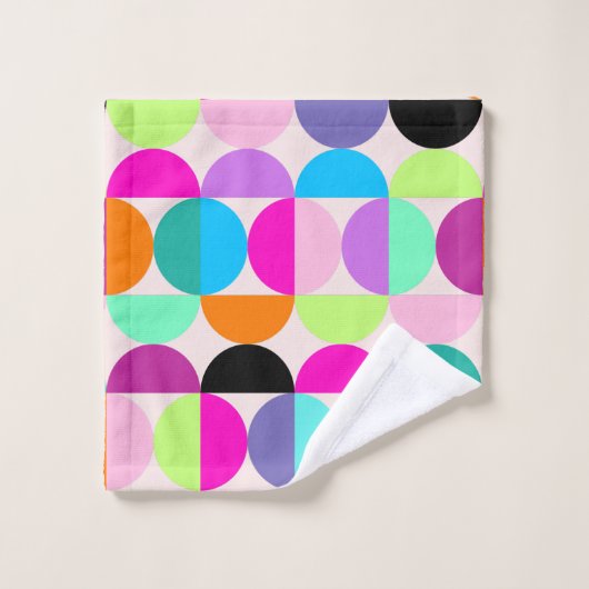 Mid Century Moderne kleurrijke cirkels Retro Abstr Bad Handdoek (Wasdoekje)