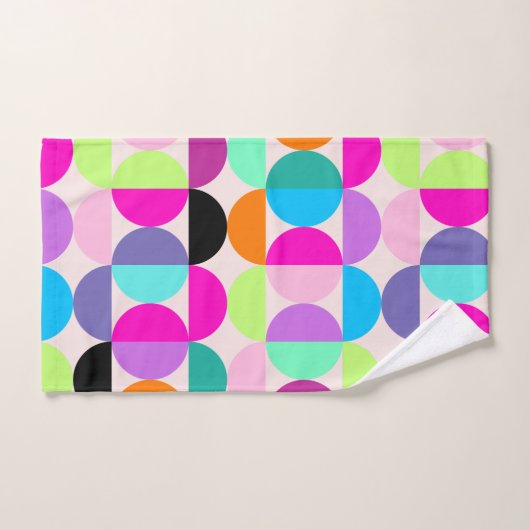 Mid Century Moderne kleurrijke cirkels Retro Abstr Bad Handdoek (Handdoek)