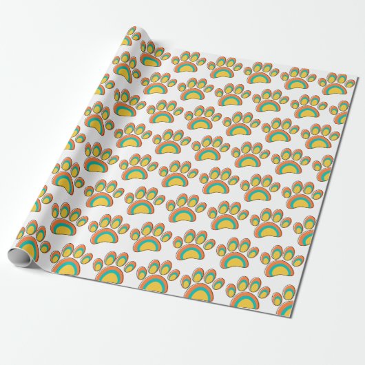 Mid Century Moderne Kunst Hond Paw Prints Custom Cadeaupapier (Uitgerold)