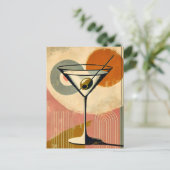 Mid Century Moderne Kunst Martini Briefkaart (Staand voorkant)