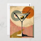 Mid Century Moderne Kunst Martini Briefkaart (Voorkant / Achterkant)