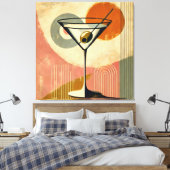 Mid Century Moderne Kunst Martini Canvas Afdruk (Insitu (Slaapkamer))