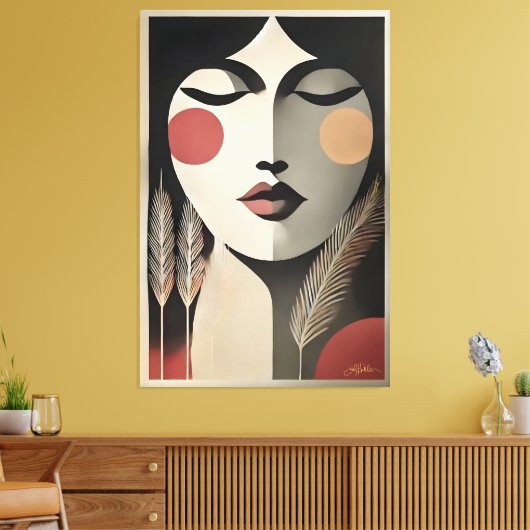 Mid Century Moderne Kunst Meditatie Canvas Afdruk (Insitu (Woonkamer))