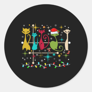 Mid Century moderne look katten kerst retro jaren Ronde Sticker