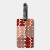 Mid-Century Moderne Maroon Circles en Semicircles Bagagelabel (Achterkant verticaal)