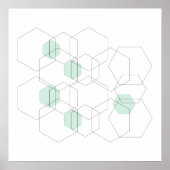 Mid Century Moderne Minimale Geometrische Hexagons Poster (Voorkant)